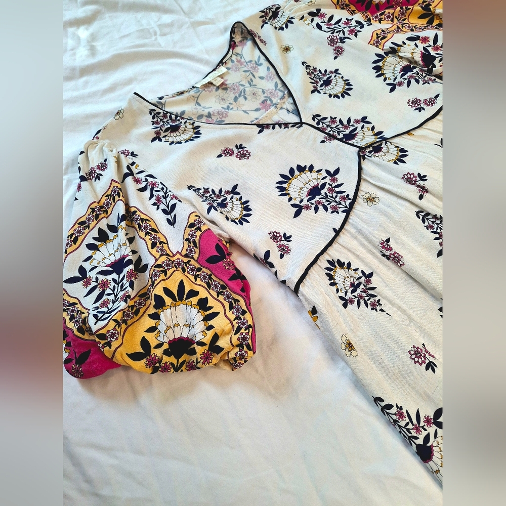 Fig + Flower Boho Maxi Dress Floral Festival Cottagecore M